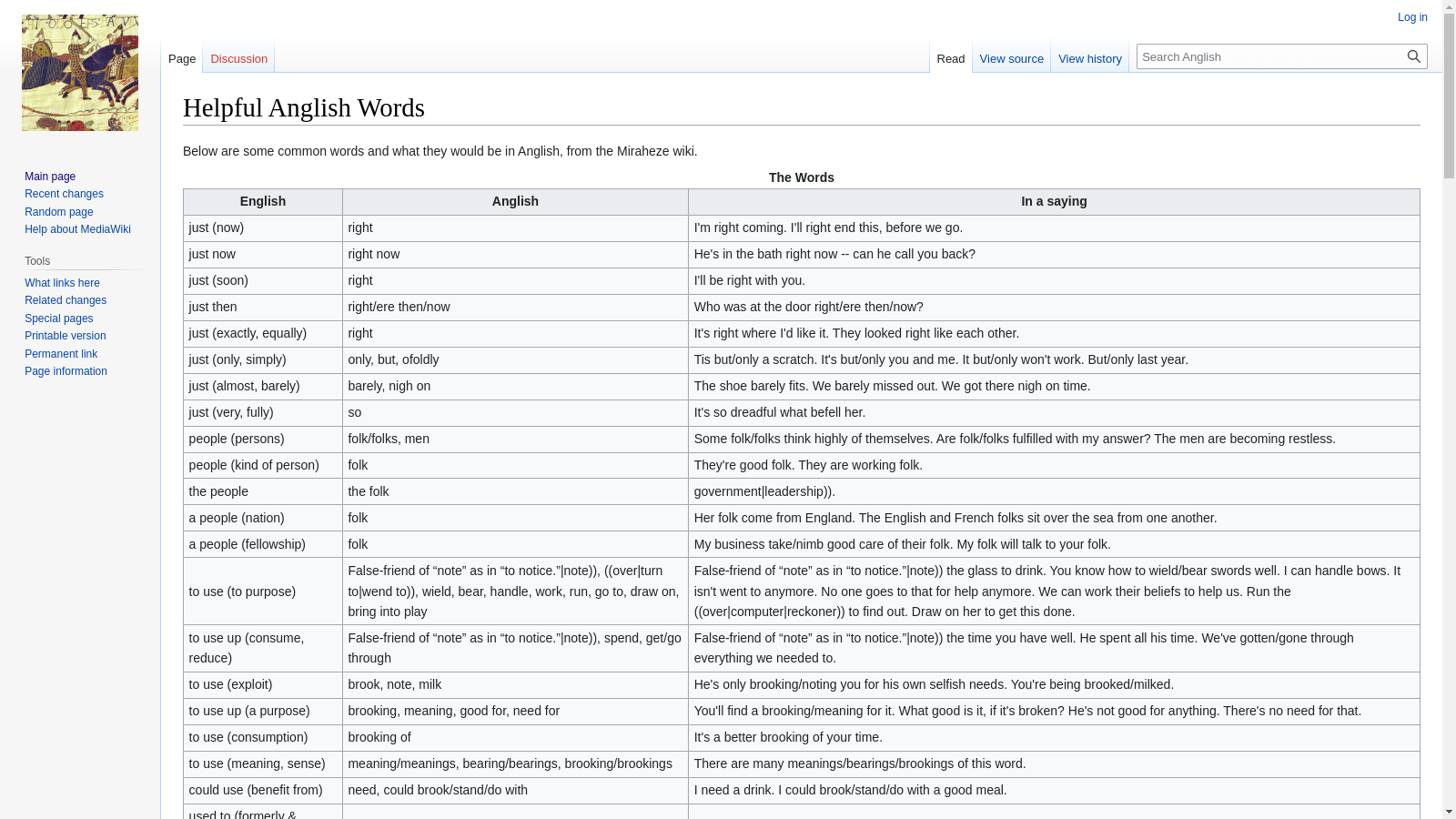 A table showing anglo-saxon expressions to prefer